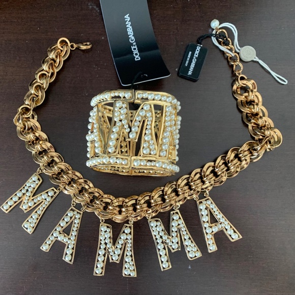 Dolce Gabbana Jewelry - DOLCE GABBANA  ,,MAMA" pearl chocker and bracelet